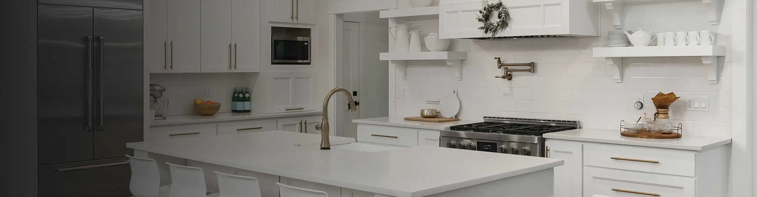white kitchen cabinets with white counter