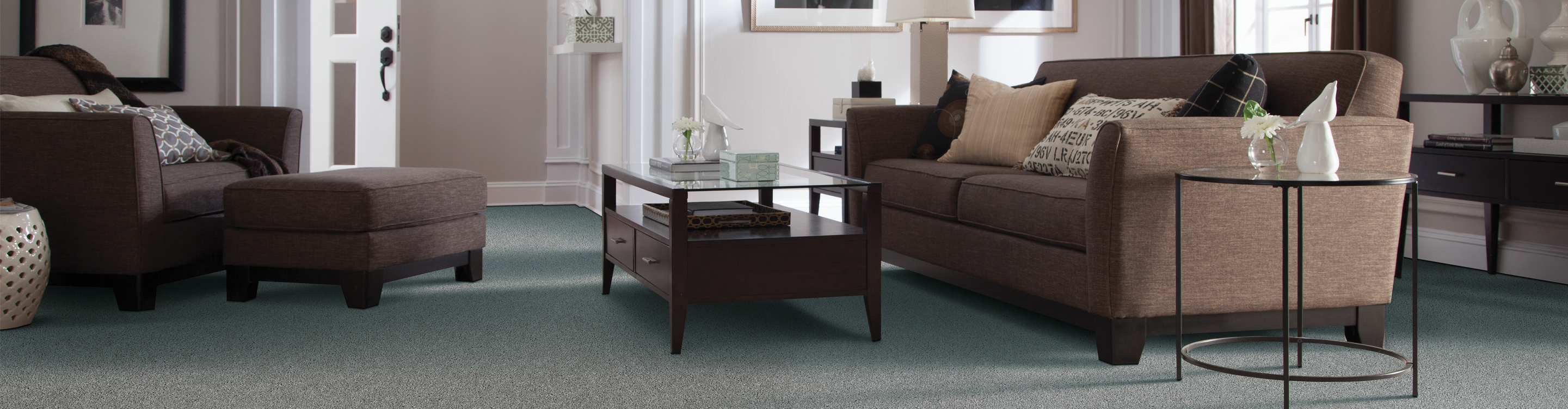 green grey carpet in living room